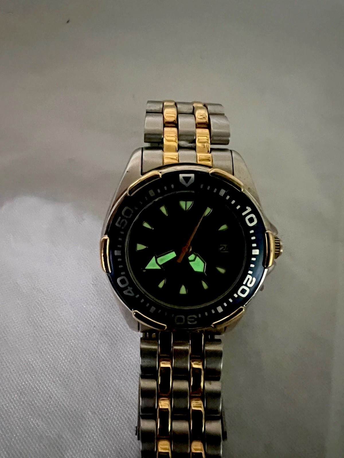 LIFE, Classic design navy blue, date, rotating bezel,Super Luminous,WR50M,St/Ste