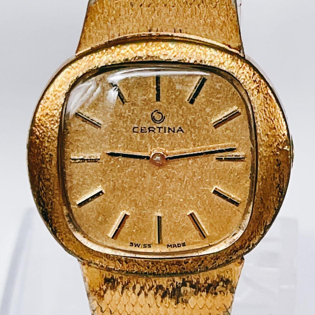 Certina vintage square manual wind gold ladies wristwatch Japan 071118