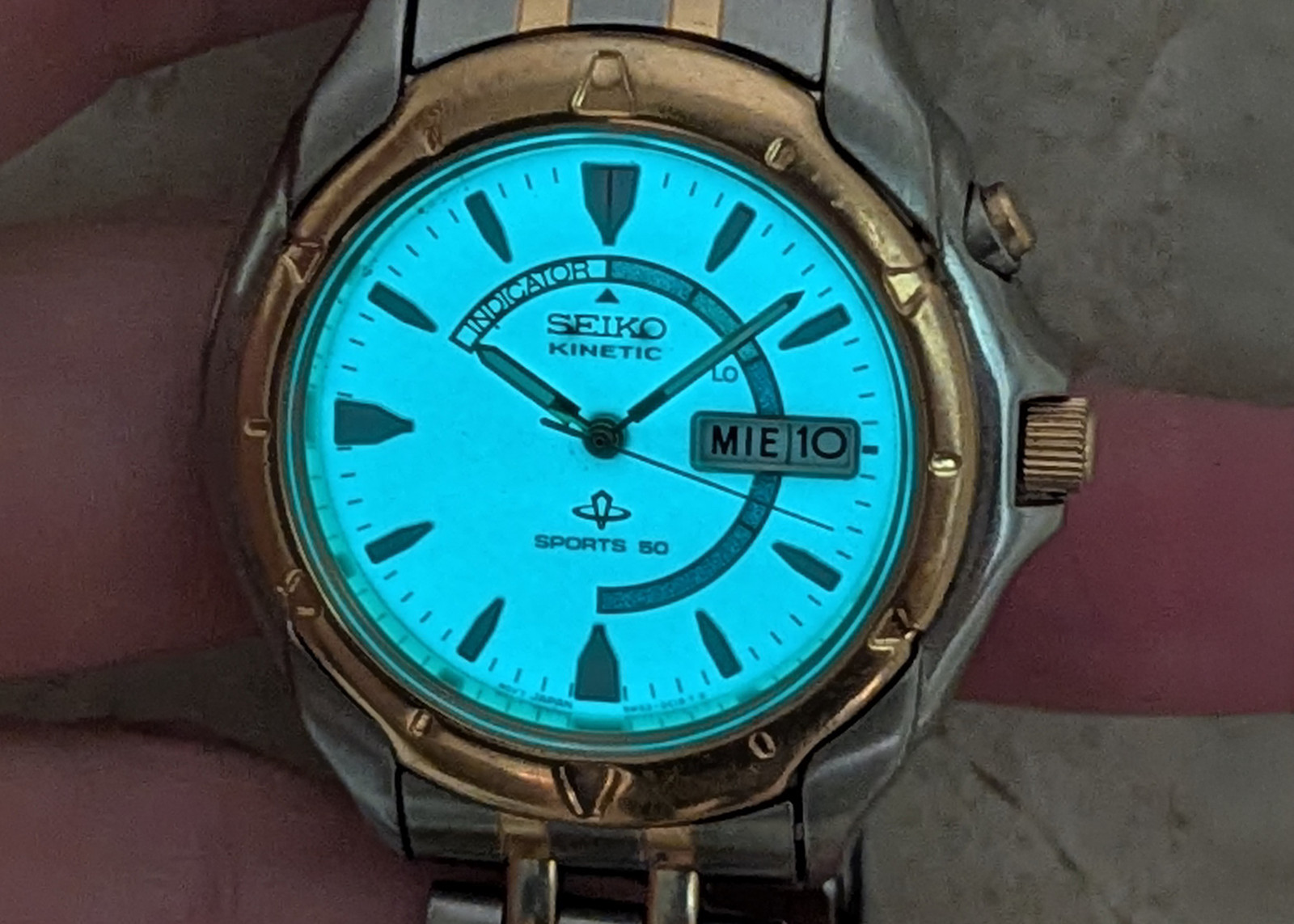 Seiko Kinetic Sports 50 5M43-0B19 Lumibrite Day Date | New Capacitor