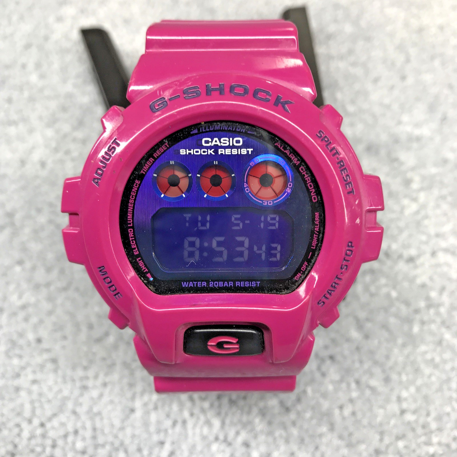 Casio G-SHOCK Watch Magenta w/Blue & Purple Face Digital Crazy DW-6900PL Pink Ba