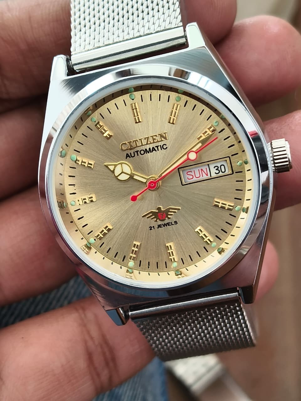 Automatic 8200 21Jewels Restored Dial Golden DayDate Mens Japan Watch Vintage 76