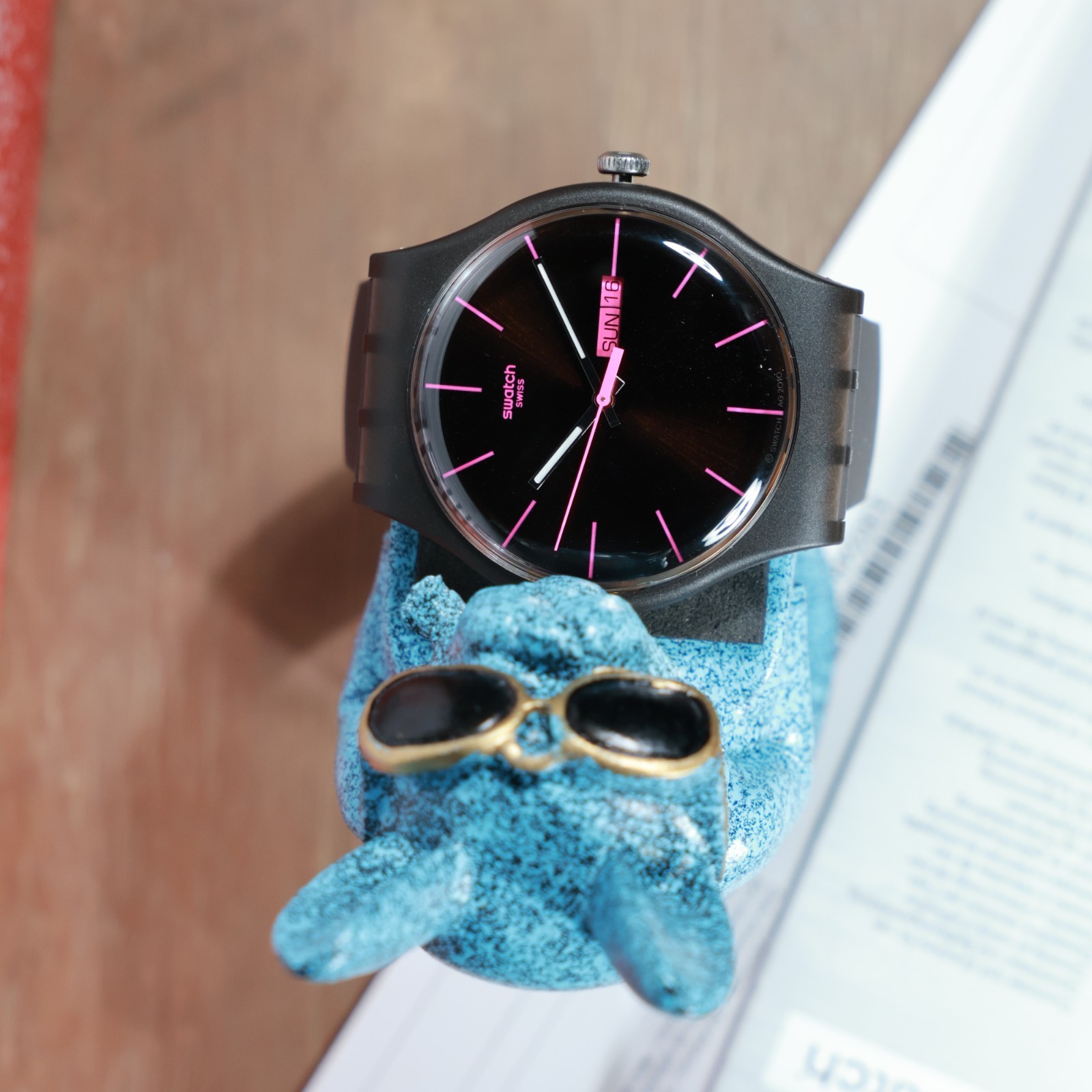 New Gent Swiss Swatch Watch BROWN REBEL SUOC700 Gray Black Pink Day Date 41MM