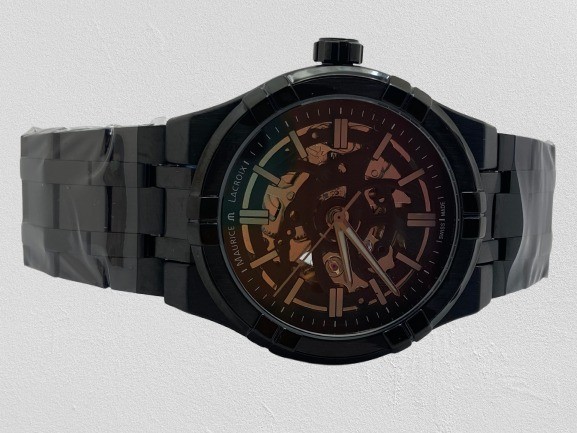 Beautiful Look Maurice Lacroix Skeleton Automatic Men’s All Black Wristwatch