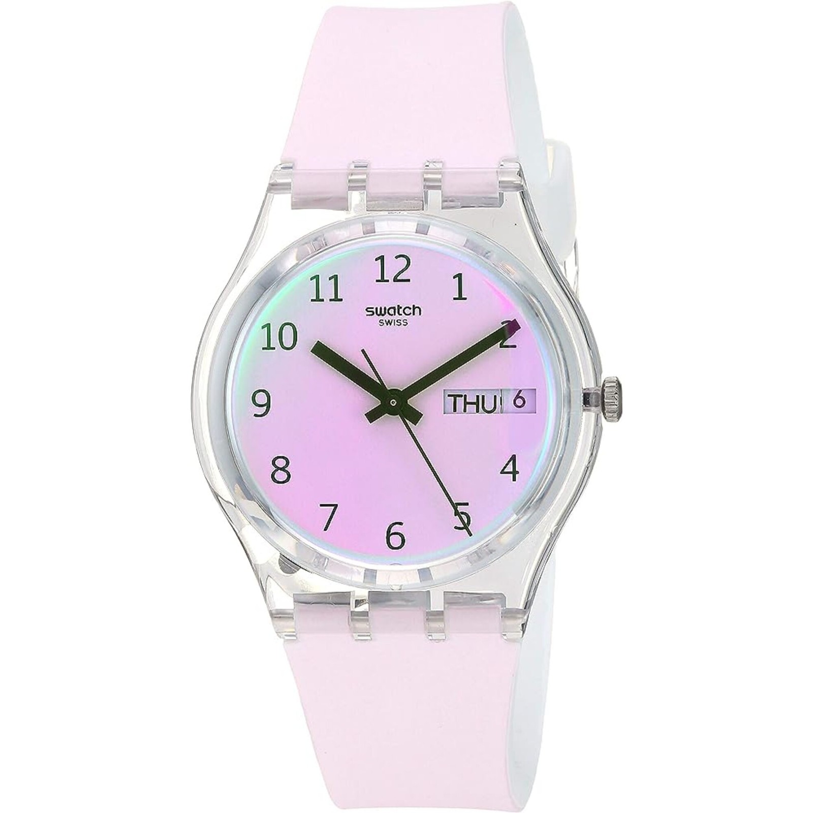 Swatch Women’s Watch Transformation Ultrarose White Dial Silicone Strap GE714