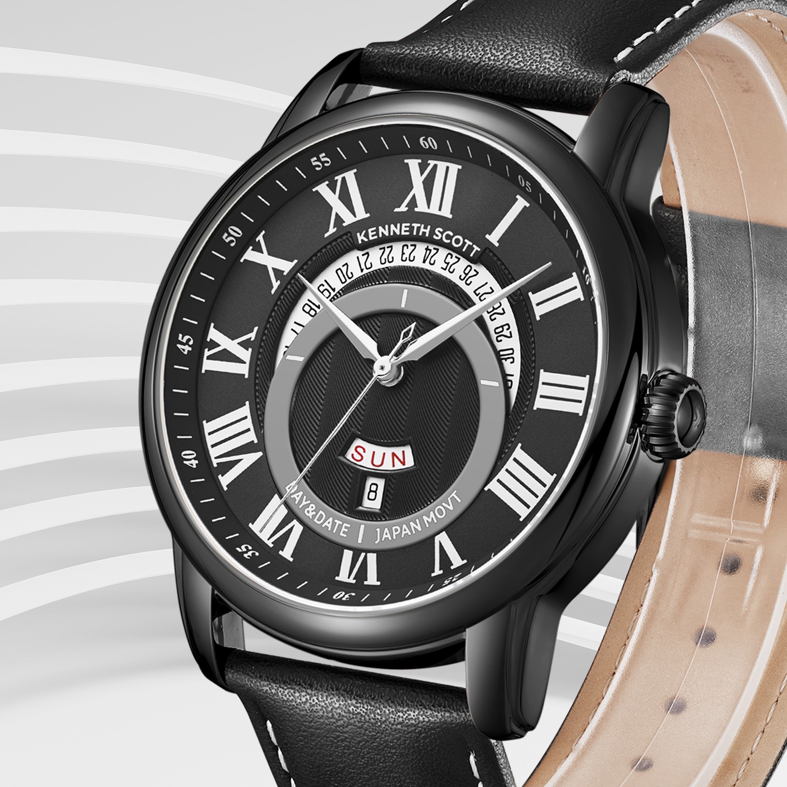 Kenneth Scott Men’s Analog Watch | Black Dial, 44mm, 30 m (3 ATM)