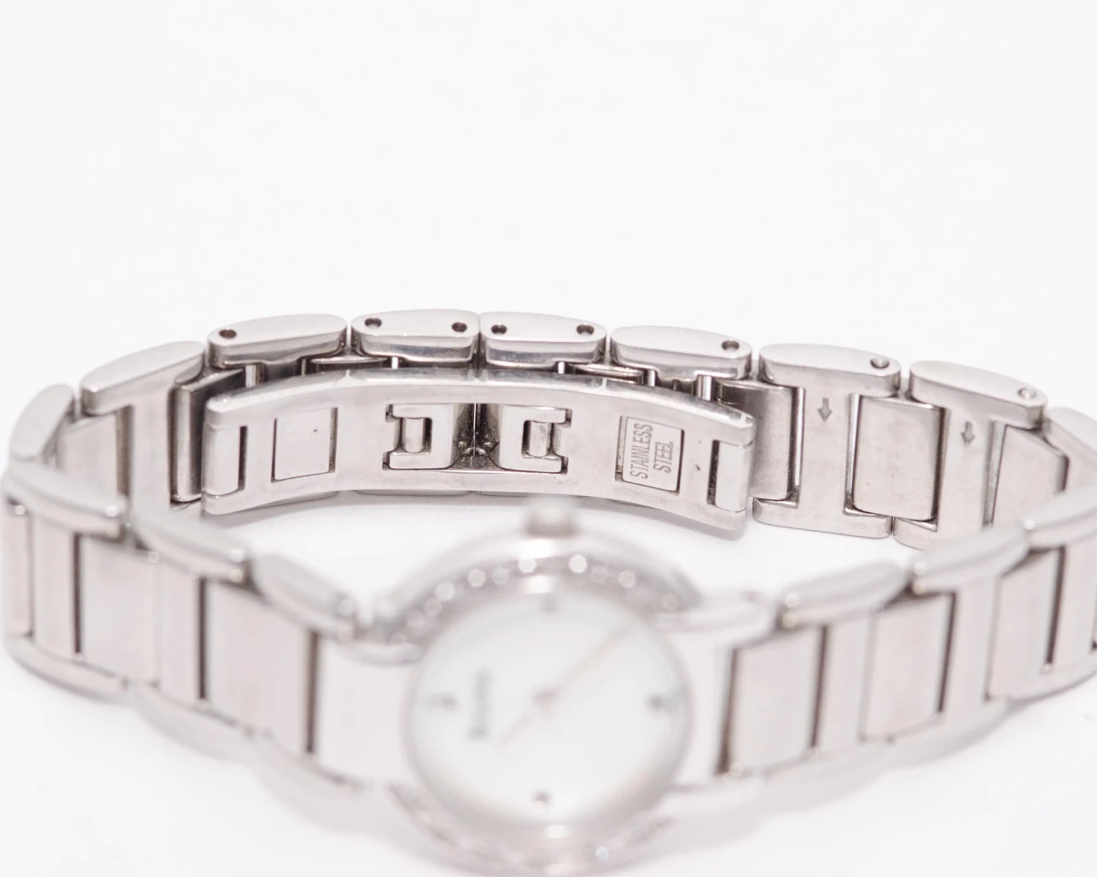 Ladies Bulova 96R08 Silver Dial Diamond Accent Bezel Quartz Watch