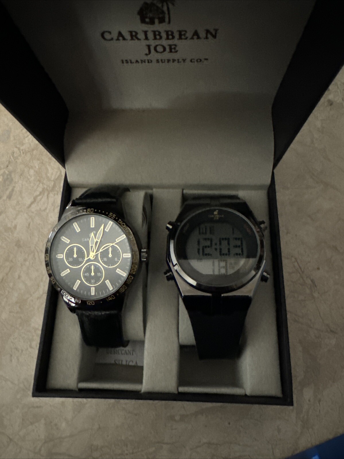 Caribbean Joe Dark Gray Wristwatch with Black Leather Band