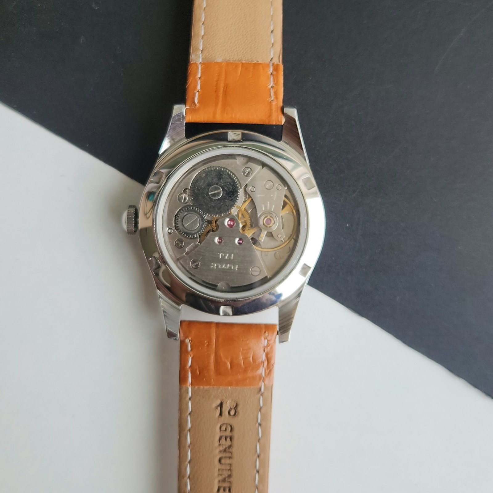 Vintage HMT Janata Kannada Orange Face Mechanical Hand Winding Wrist Watch A49
