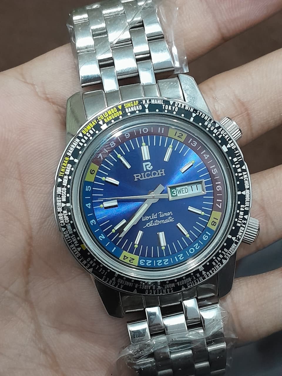 Vintage Ricoh Automatic Men’s Watch 21 Jewels Japan Made Silver Day Date