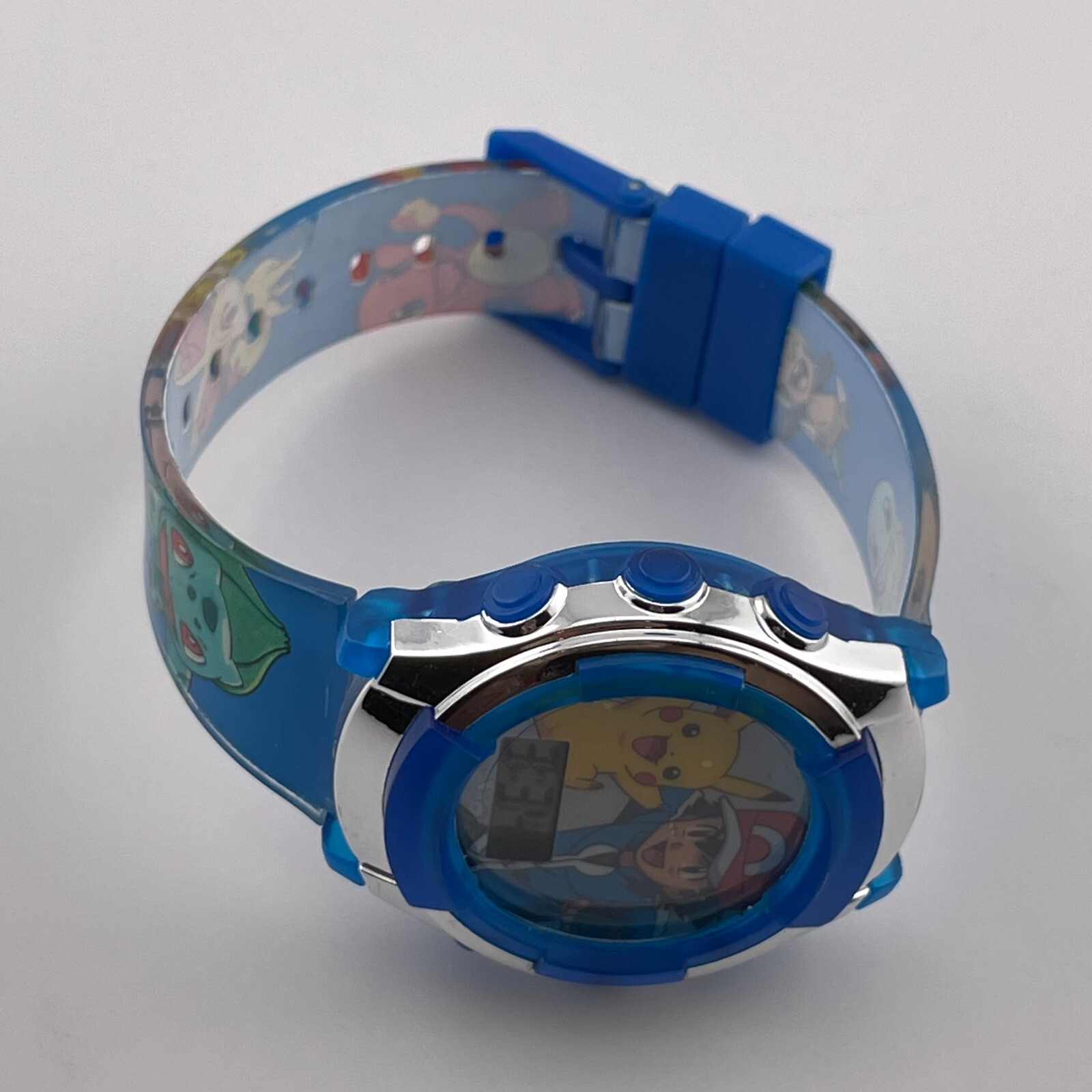 Pokemon Digital Watch Month Date 36mm Case Ash & Pikachu Gen 1 & 6 Starters Band