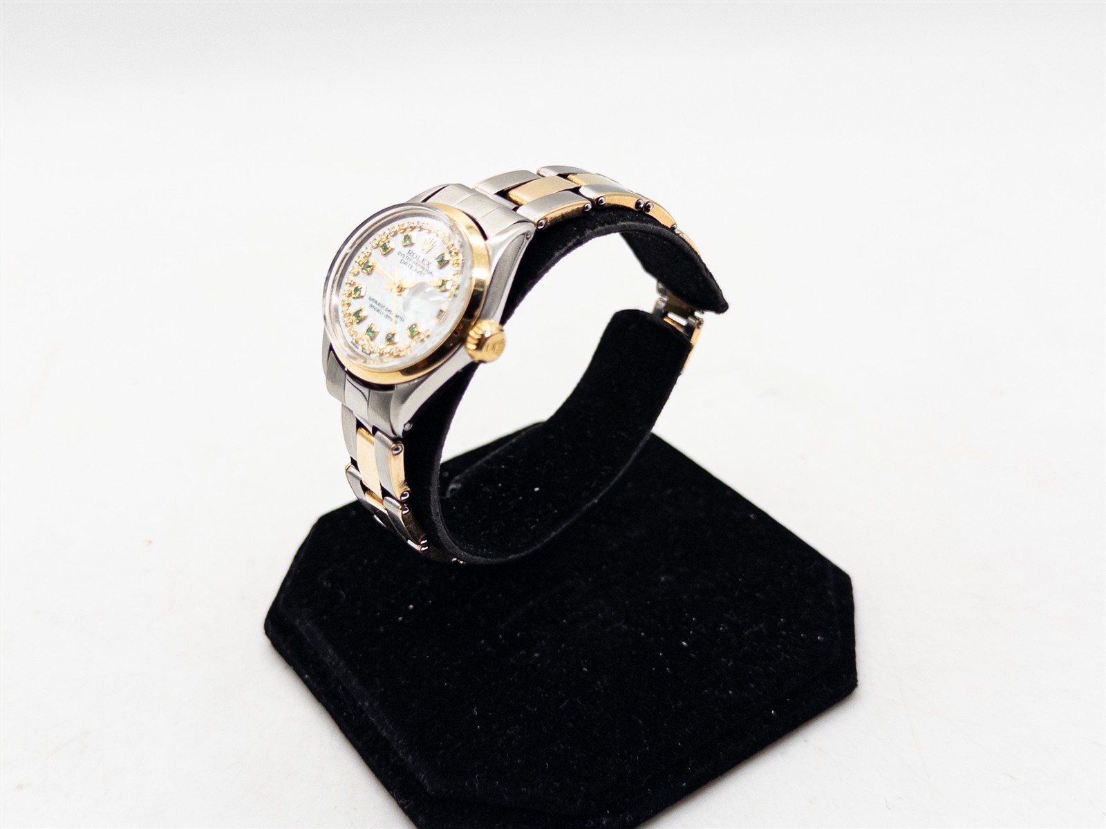 RARE $10,000 ROLEX Emerald Diamond MOP 18k Yellow Gold SS Ladies Watch SERVICED