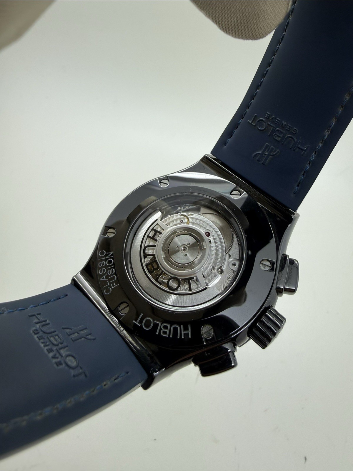 Hublot Classic Fusion Ceramic 45 Chronograph Blue Dial Watch 521.CM.7170.LR B+P