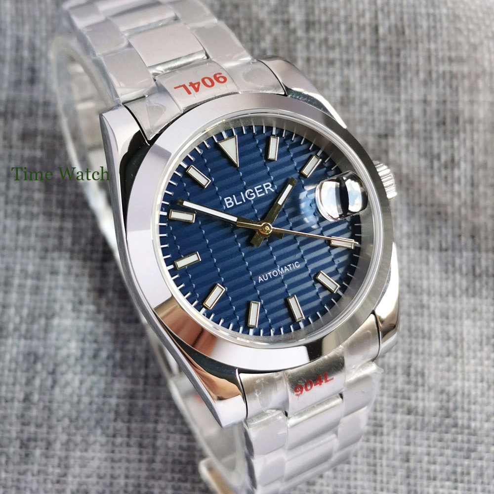 Sapphire NH35 Men’s Automatic Watch Date Blue/White/Yellow 39mm/36mm Jubilee