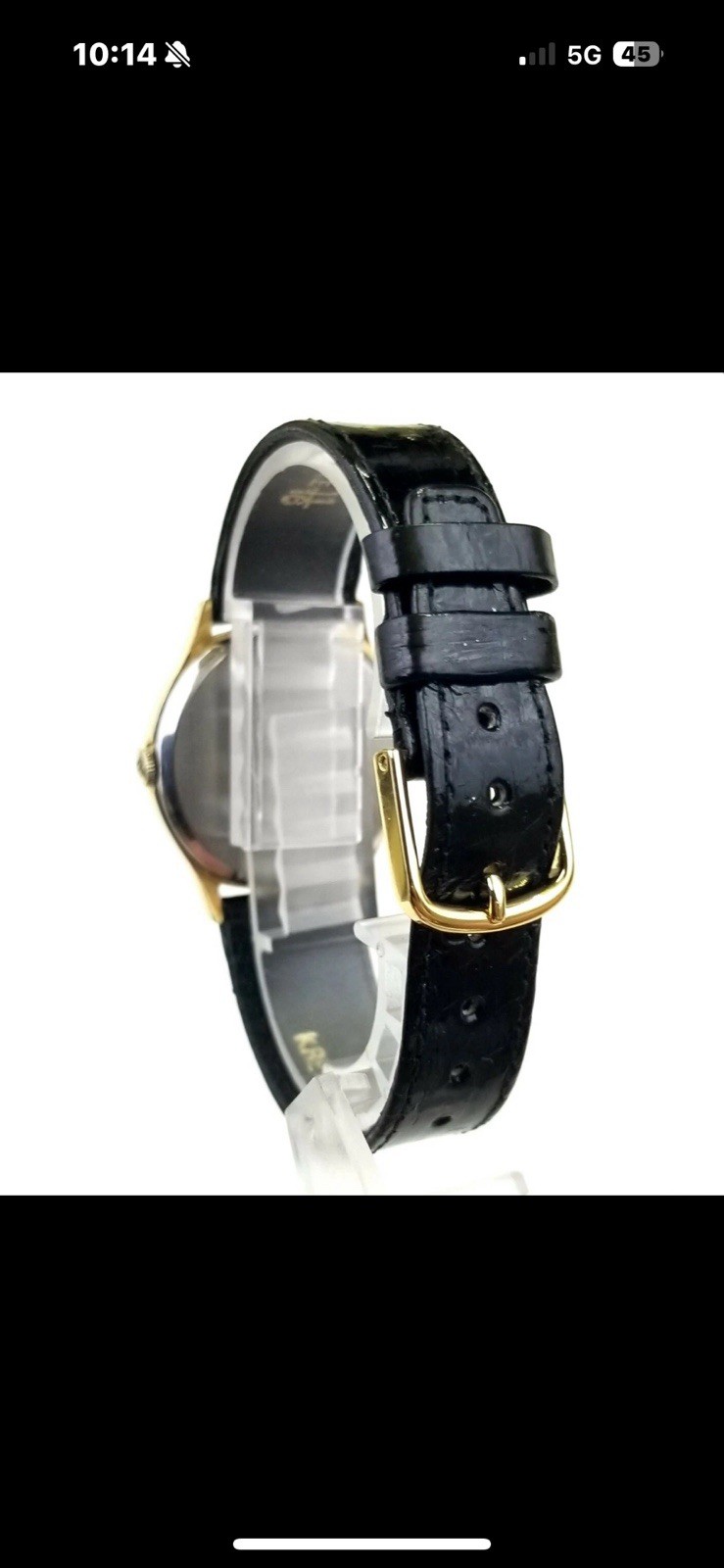 Wittnauer 17J Manual Wind Gold Tone Case Black Dial Diamond Markers Leather