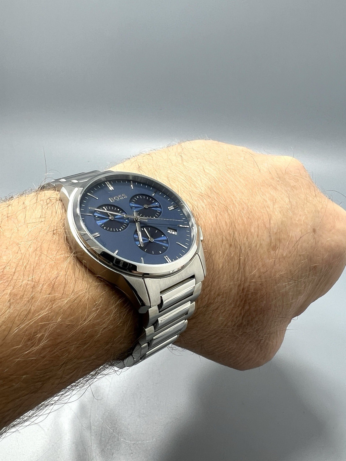 Hugo Boss Dapper Chrono Blue Dial Men’s Watch| HB1513927 Stainless Chrome Bezel