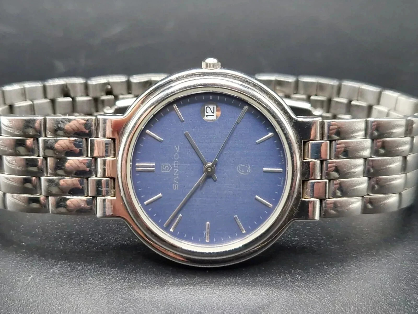 SANDOZ Mens Quartz Watch Mens 32mm 1183-Z Swiss Calibre, Stainless Steel, Date