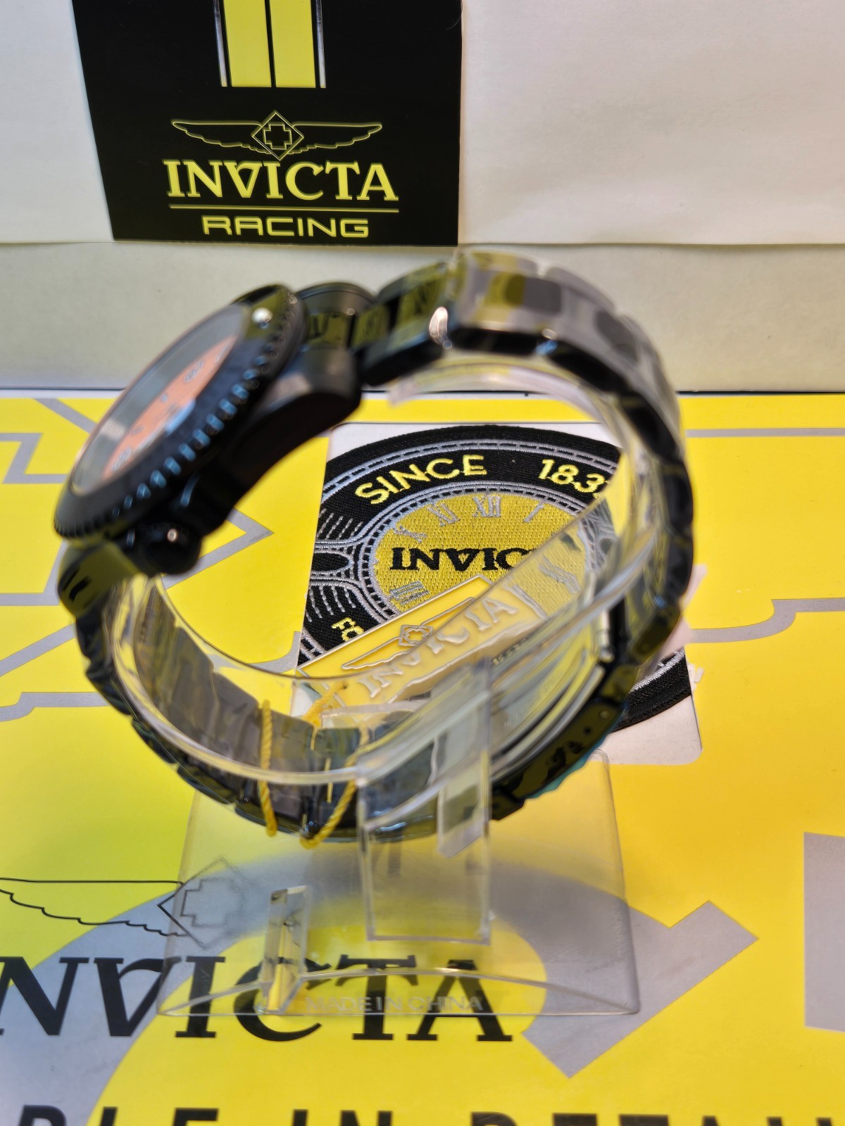 Invicta Specialty Men’s Watch 41mm Black with Black Bezel & Orange Dial NEW