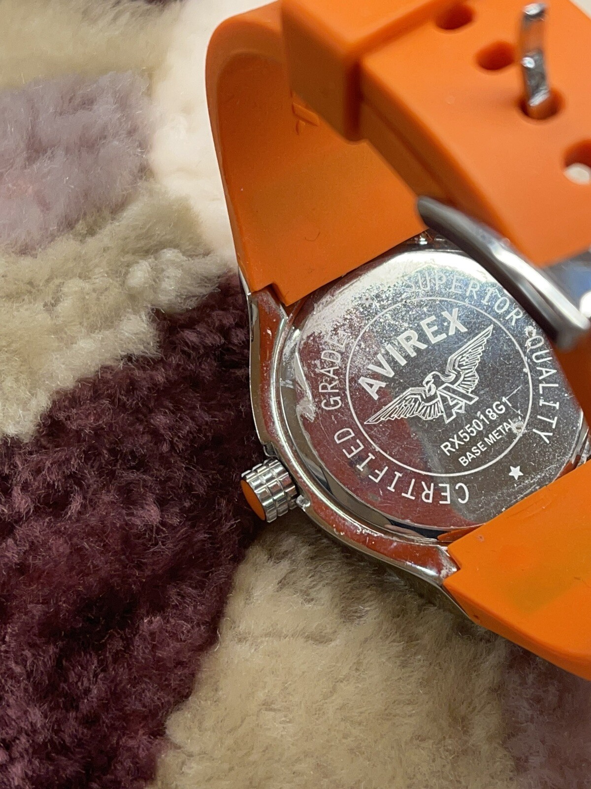AVIREX MEN’S RX55018G1 RUBBER STRAP WATCH.