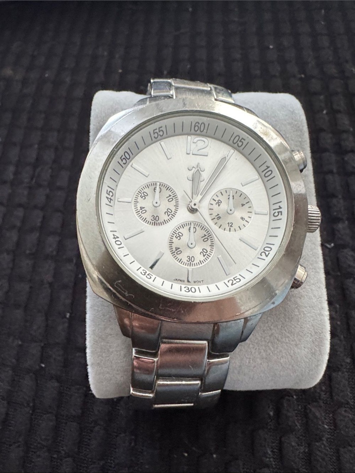 Silver Stainless Steel Chronograph Watch – White Dial
