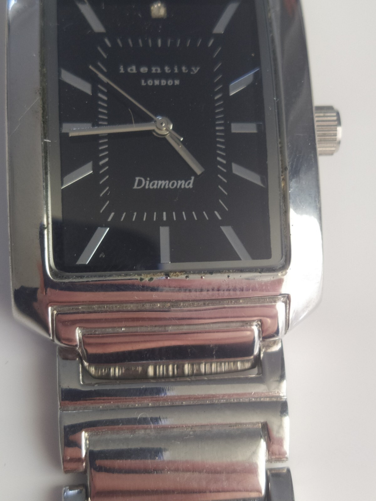 Mens Identity London Silver Tone Diamond Quartz Watch