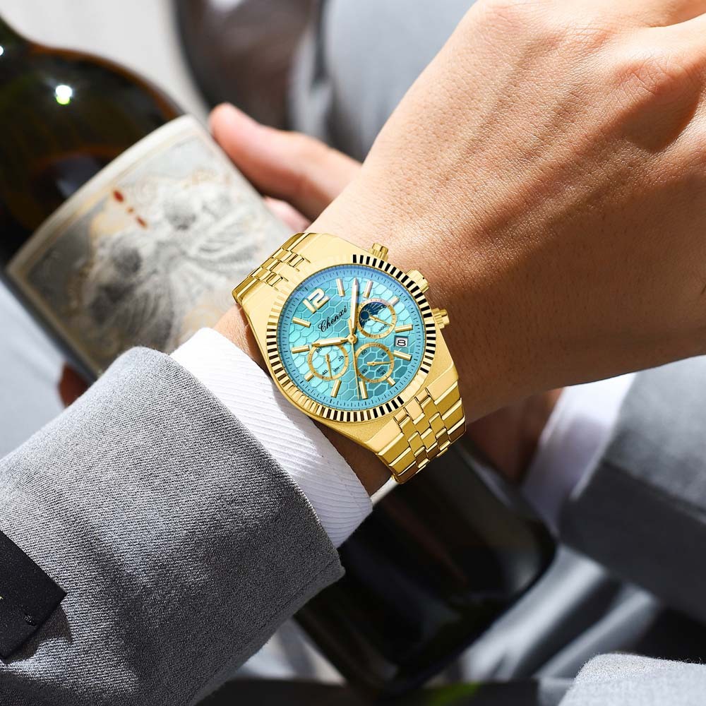 CHENXI Men Quartz Watch Chronograph Wristwatch Six-hands Male Business Watches