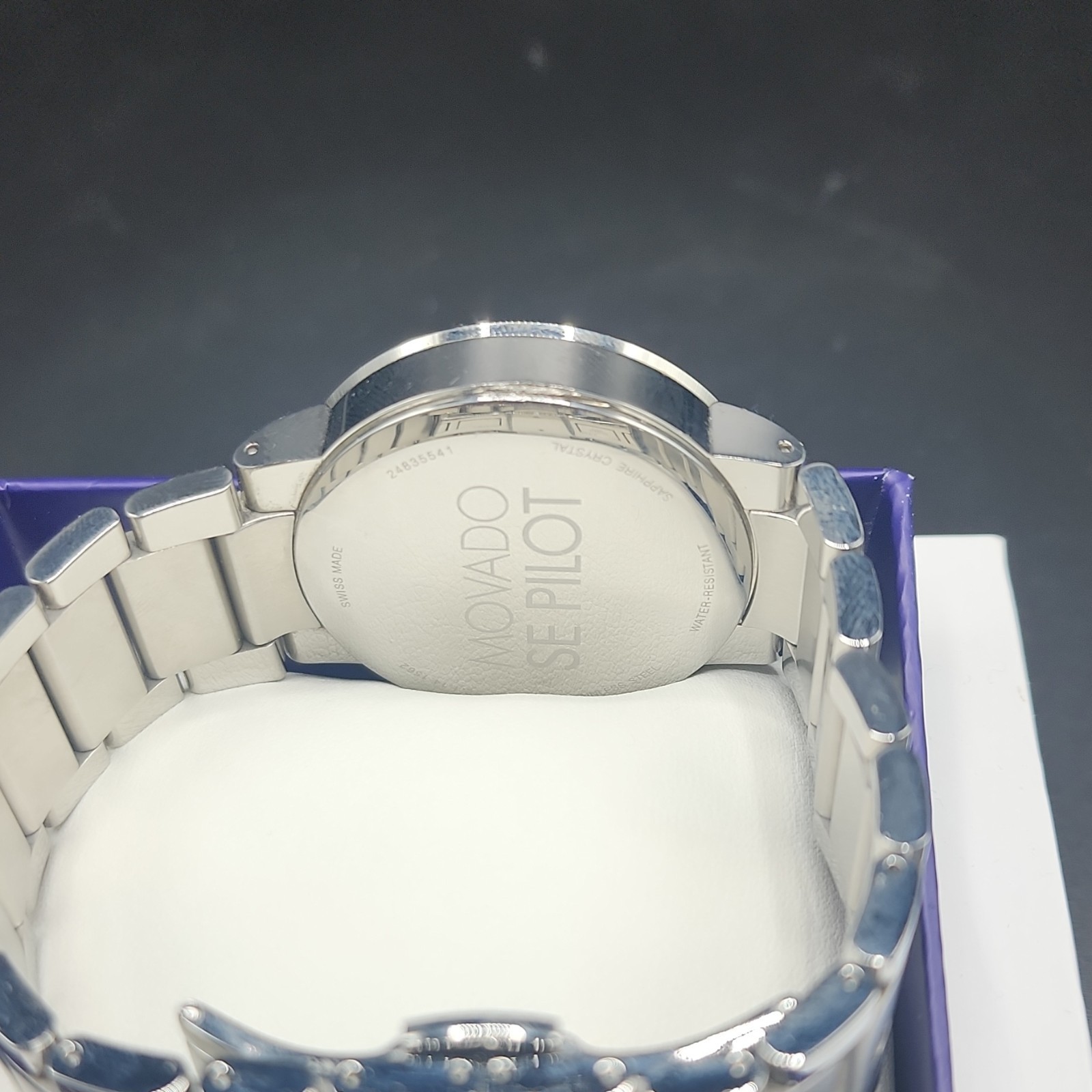 Movado SE Pilot Men’s 42mm Silver Dial Quartz Stainless Bracelet Date Box