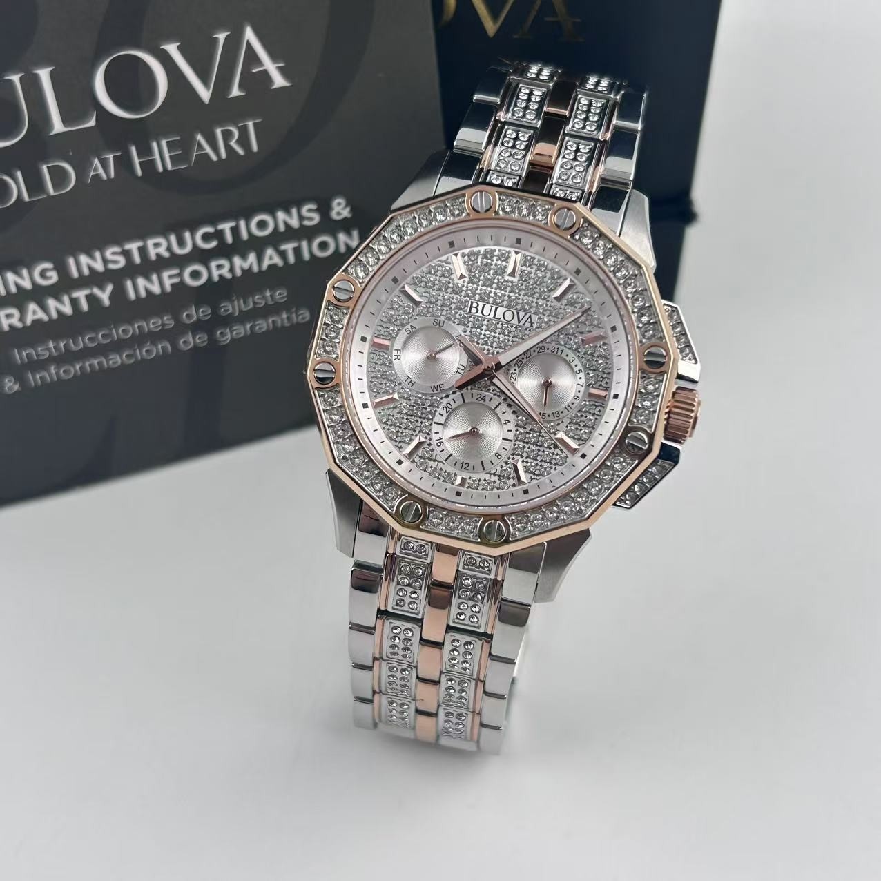 Bulova Octava 98C133 White Dial Rose Gold Stainless Steel Men’s Quartz Watch