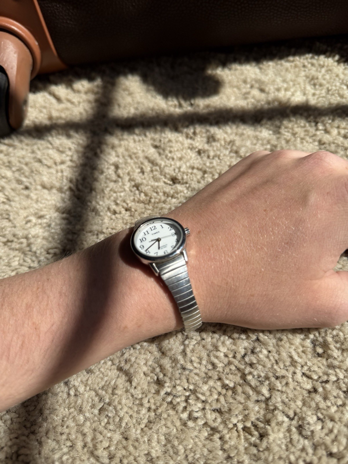 Timex Indiglo Women’s Quartz Analog Watch Date White Dial Silver Metal