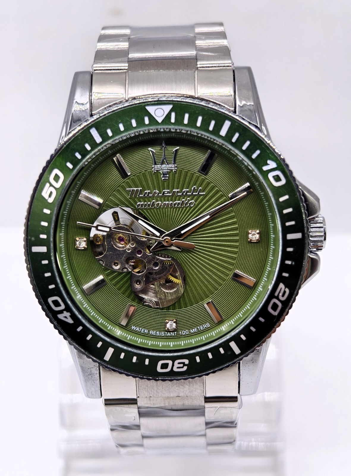 Excellent Maserati Automatic Green Dial Fix Bezel Analog Men’s Wrist Watch