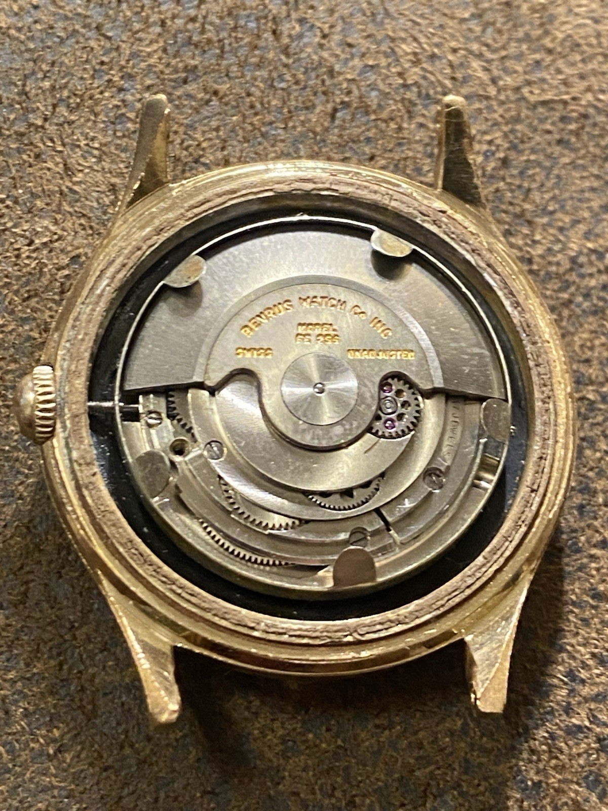1960’s Men’s Benrus 3 Stars 25j FE255 Self Winding Watch Series 7845 Black Dial