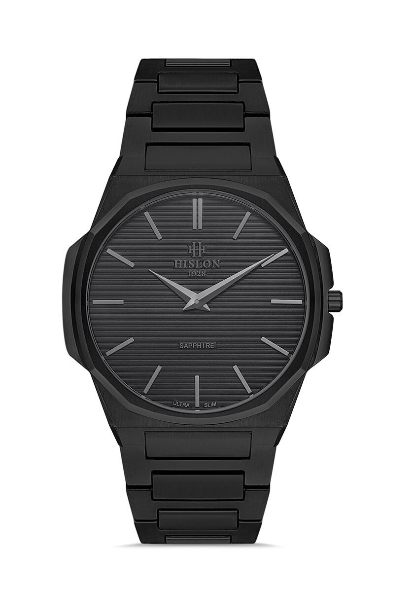 Hislon Men’s Watch Ultra Slim Sapphire Glass All Black Red Dial New Collection