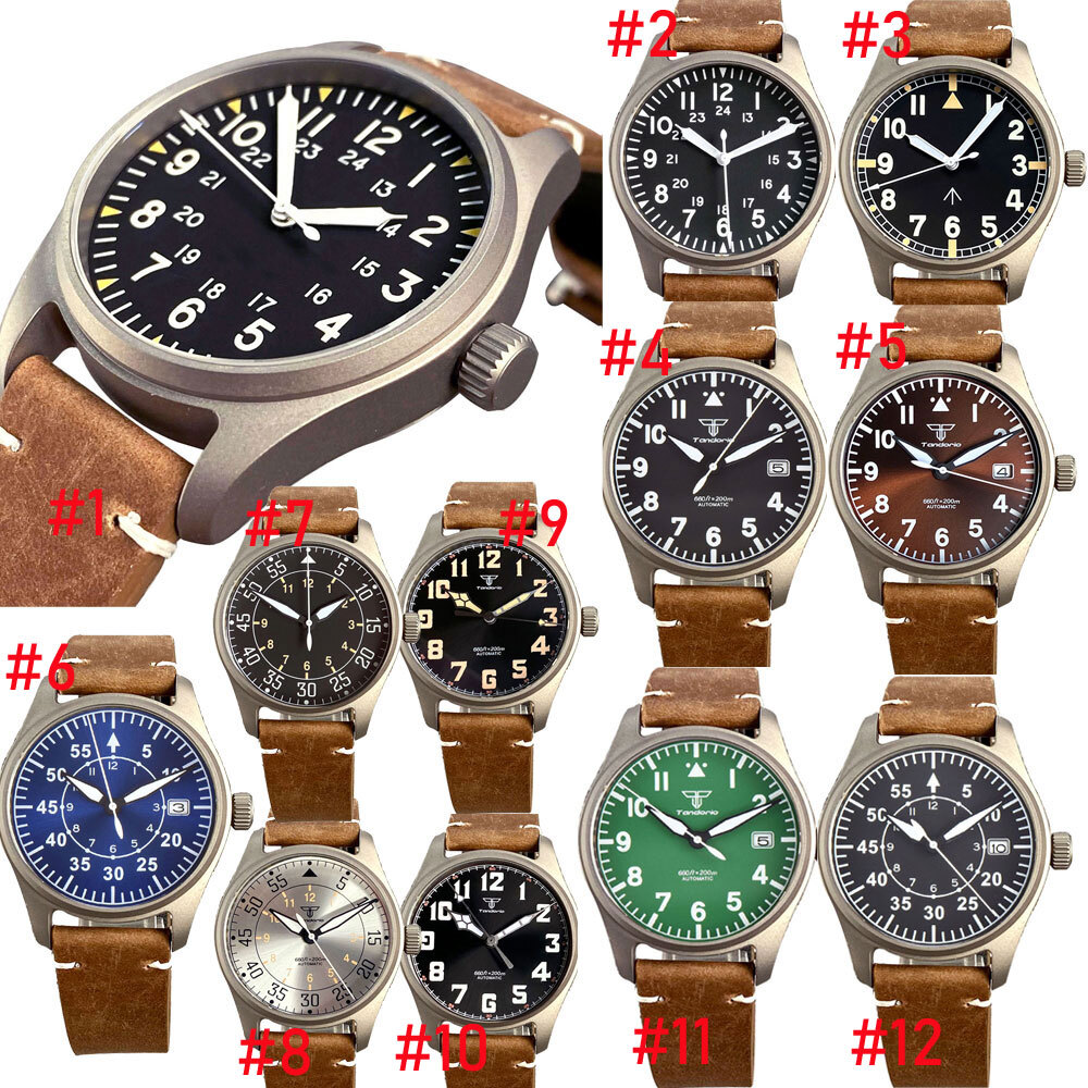 Solid Titanium 39mm Tandorio Black Dial Japan NH35A PT5000 Automatic Mens Watch