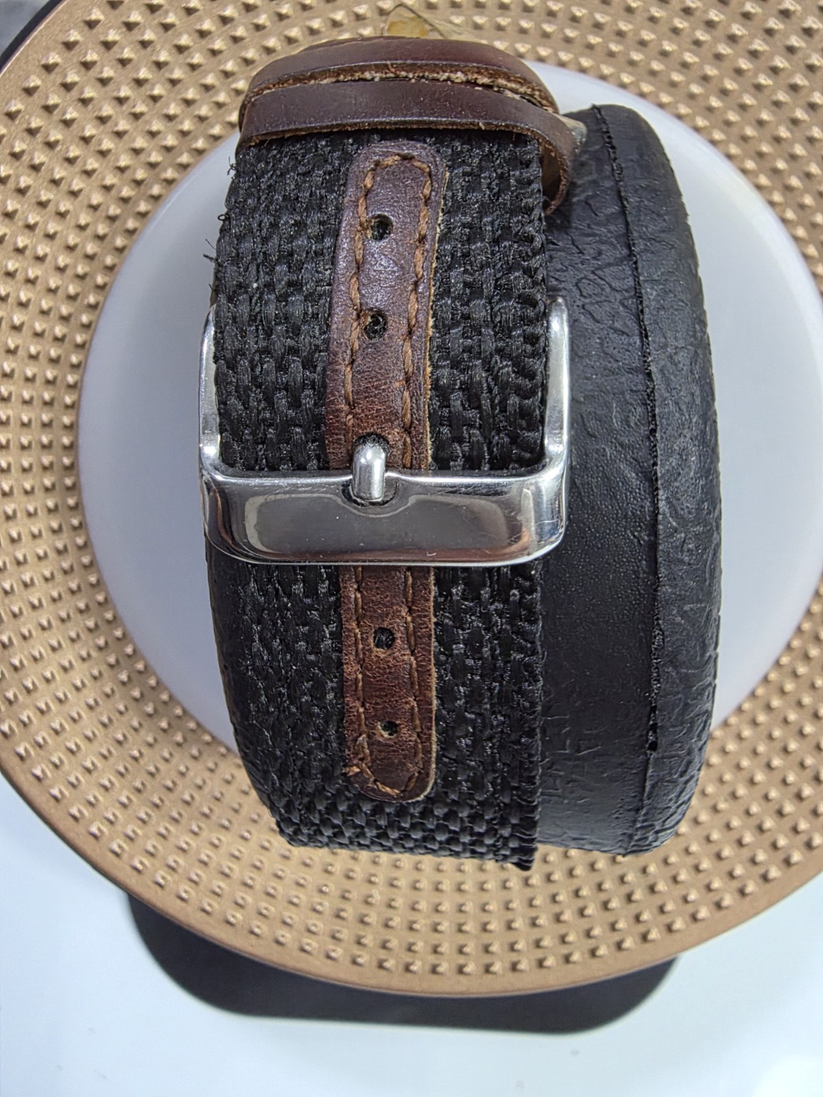 MILAN VINTAGE 37MM QZ WATCH, W. R., LEATHER /CANVAS BAND, NEW 🔋