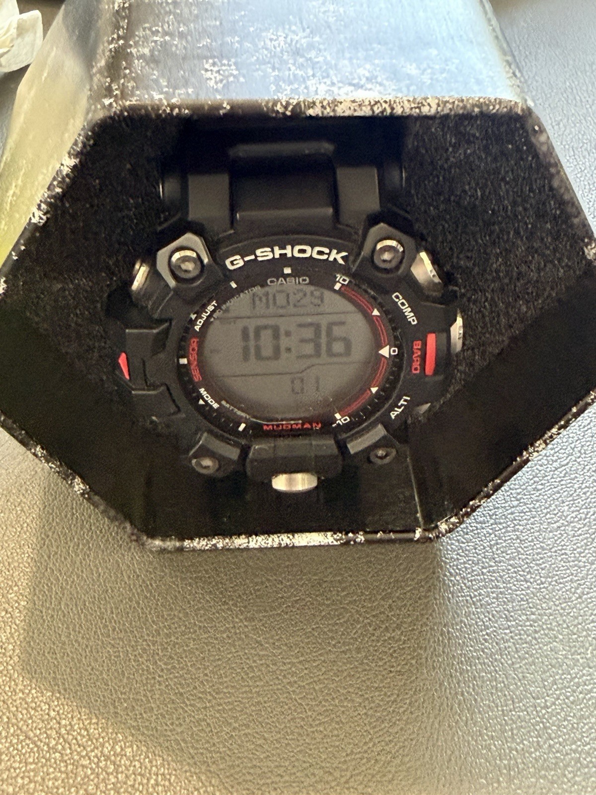 Casio G-SHOCK Mudman Digital ABC Sensors 200m 50mm Black Resin Strap w/ Tin