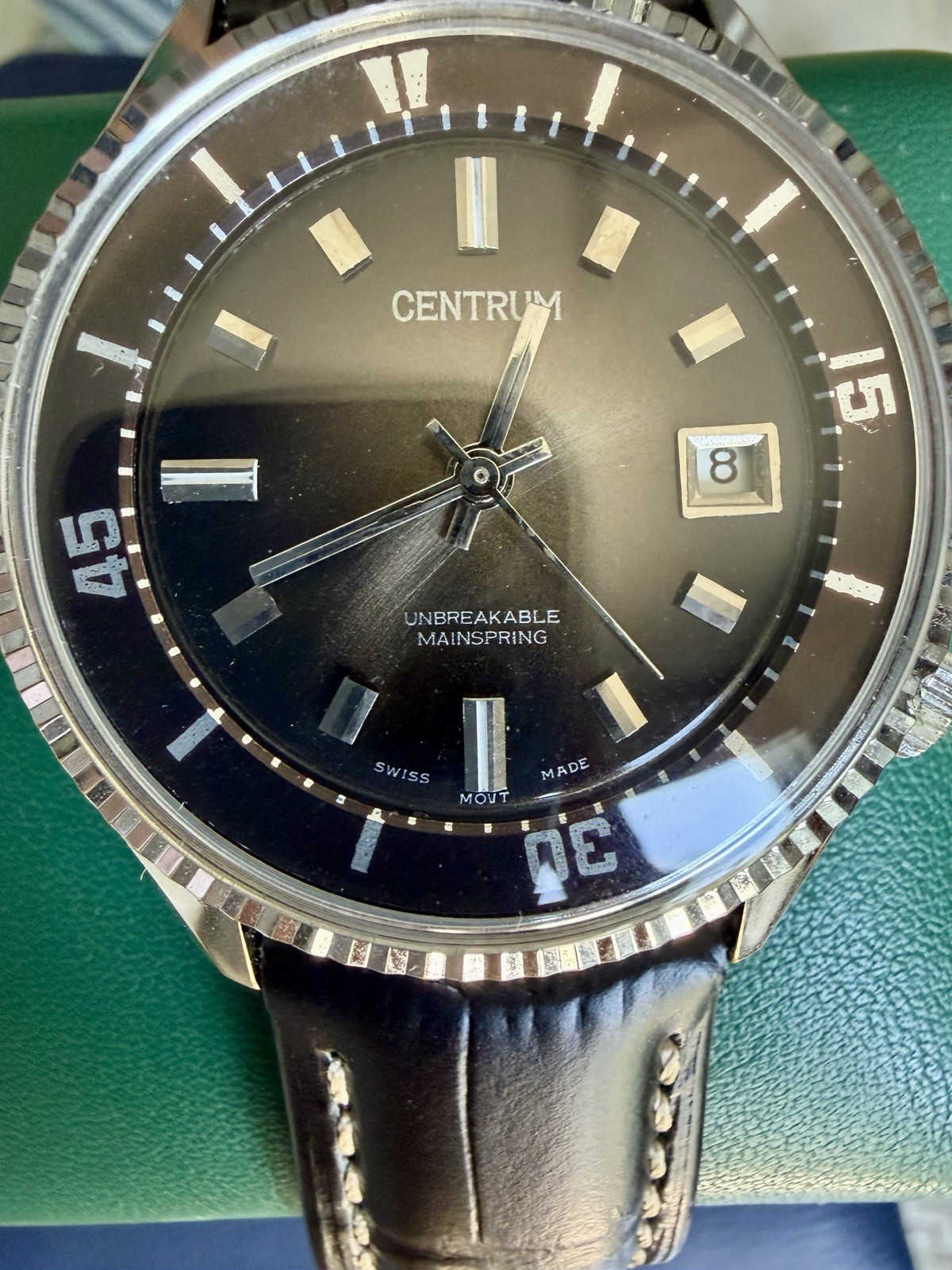 Vintage CENTRUM Swiss Mechanical Diver Watch- Dual Crown -Inner Rotating Bezel
