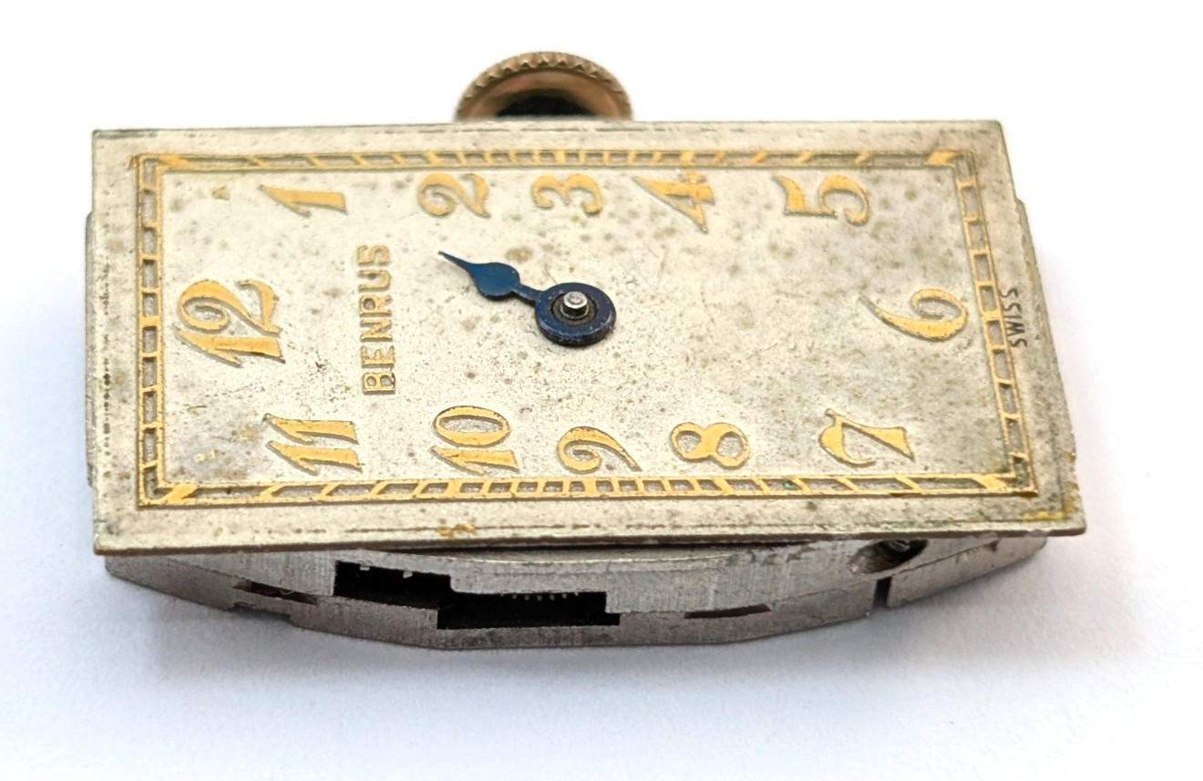 Vintage BENRUS Model S Tank Style 7j Art Deco 14mm Swiss Movement PARTS REPAIR