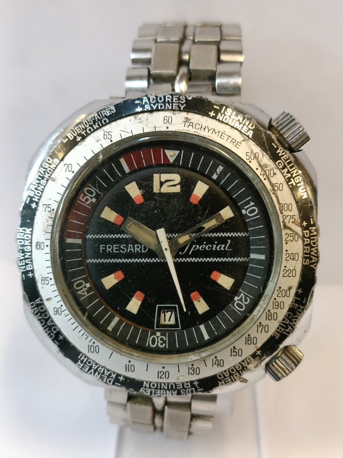 FRESARD SPECIAL 17J WINDING PATINA BLACK DIAL MEN’S WORKING CONDITION