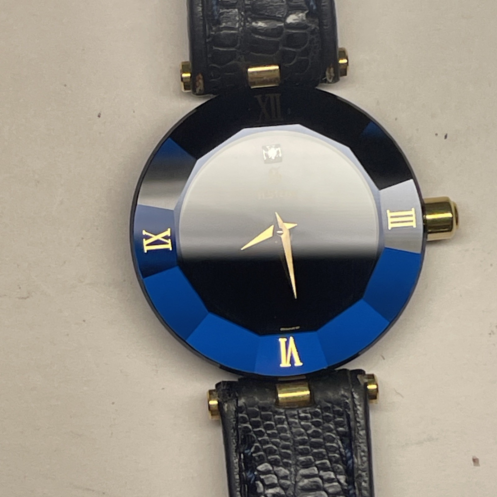 H. Stern Watch Blue Sapphire Diamond Collection 18K & SS 24mm Ladies