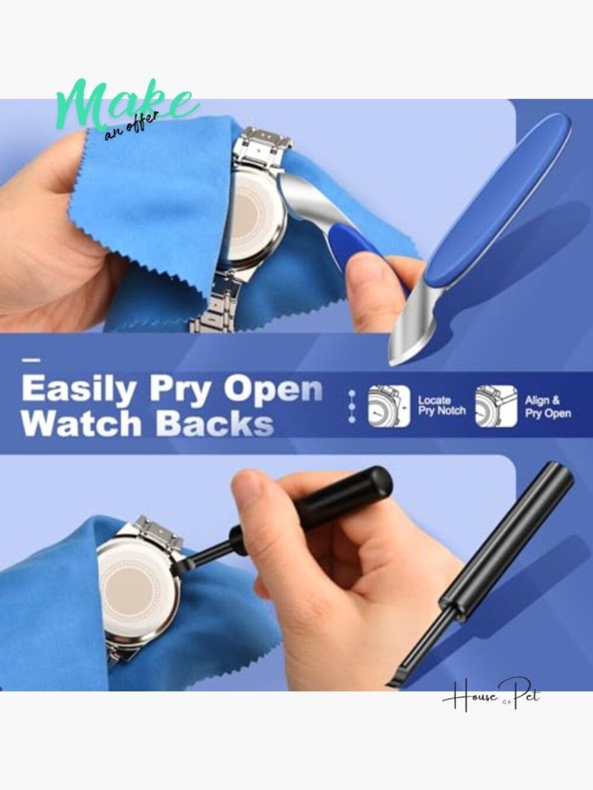 Watch Repair Kit with Battery Replacement Tool, Back Case Opener & Spring Bar