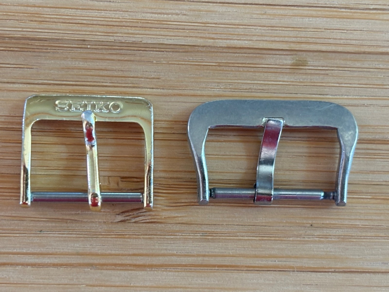 Two Watch Buckles: Seiko Gold Plated 15mm & Silver color 20mm