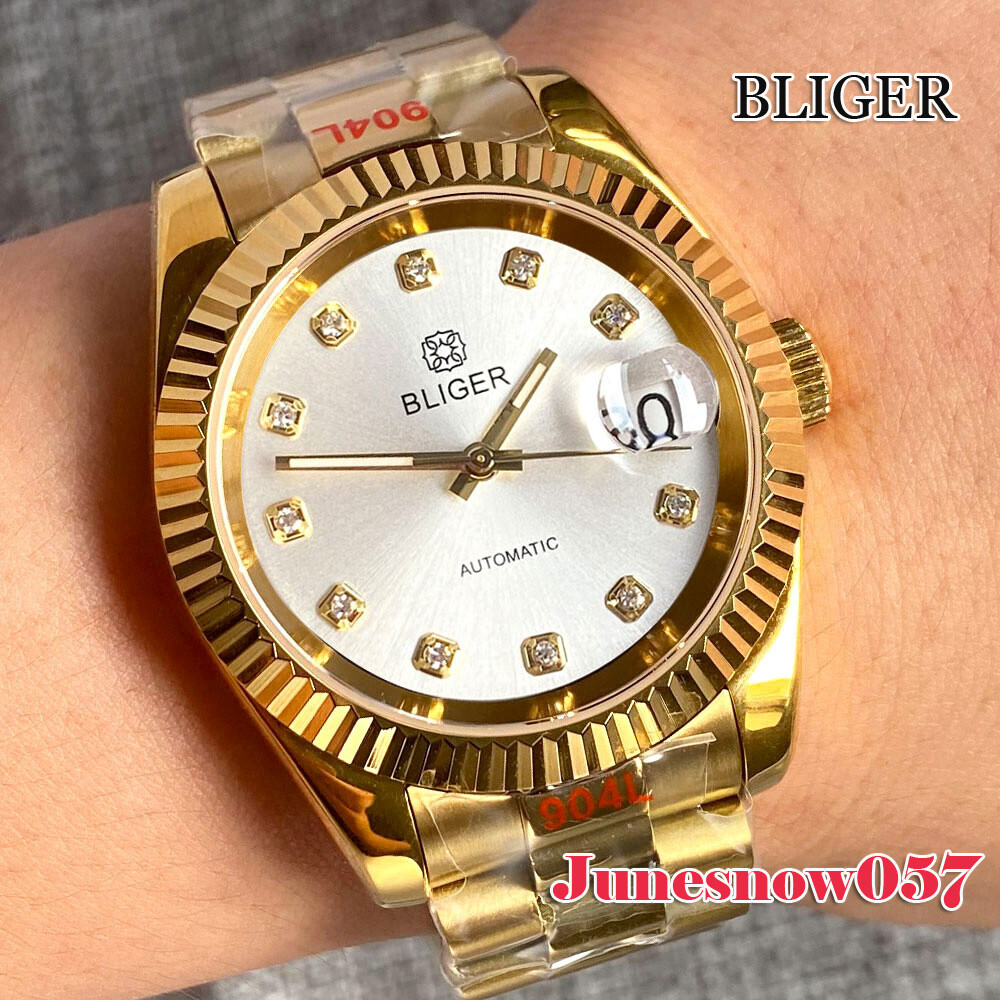 Bliger 36MM/39MM Watch NH35A Automatic For Men’s Sapphire Glass Gold Bracelet