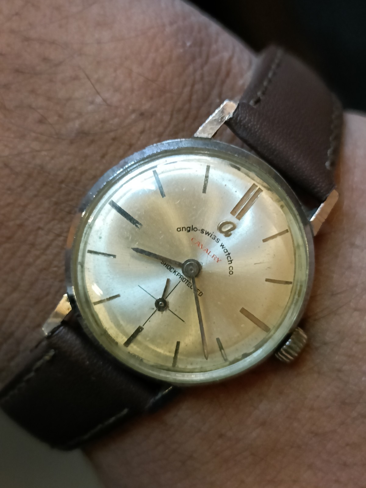 ANGLO-SWISS WATCH CO. CAVALRY WINDING PATINA DIAL UNISEX WORKING