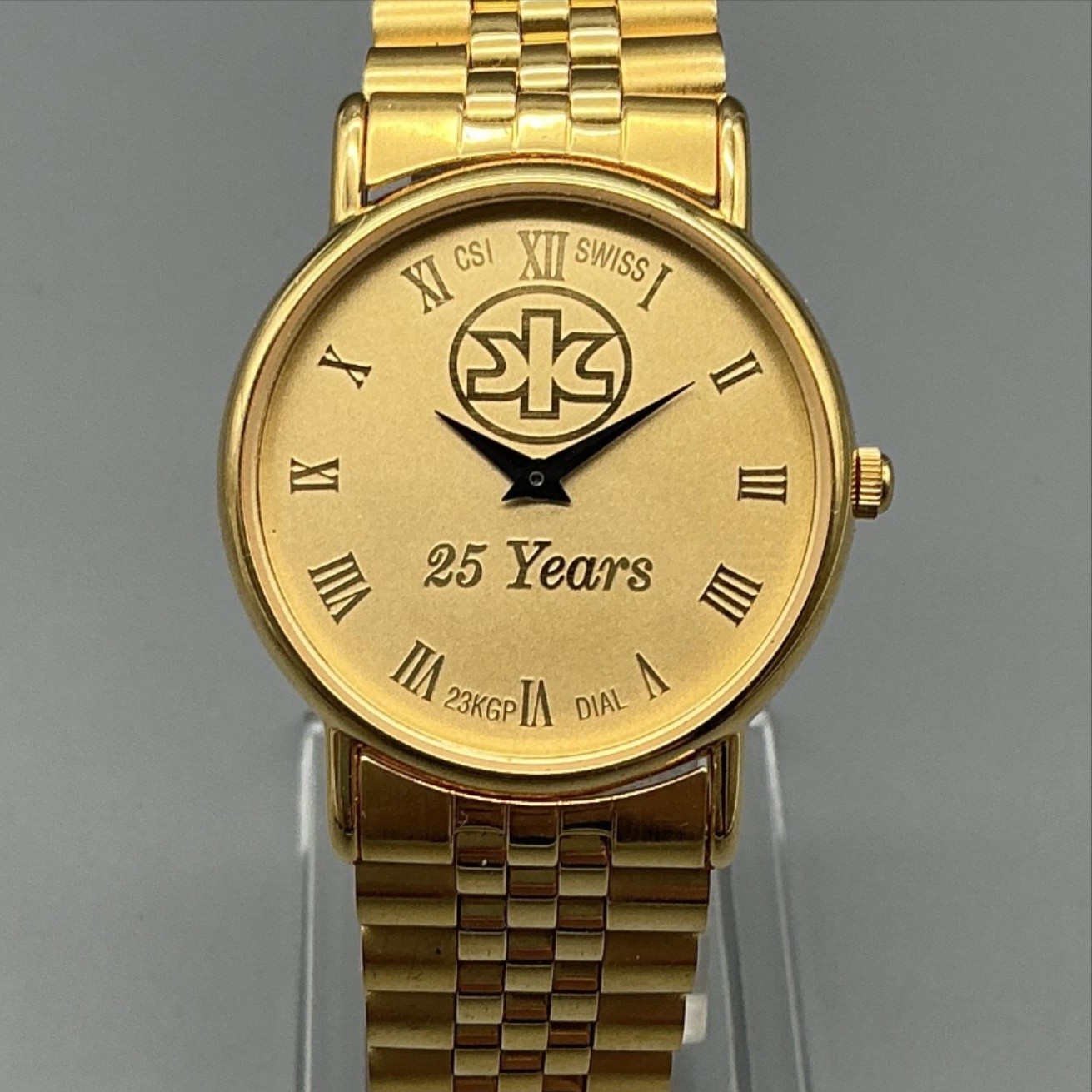 CSI Mens Watch 31mm Gold Tone 25 Years Swiss 7k Gold Plated New Battery 7.5″