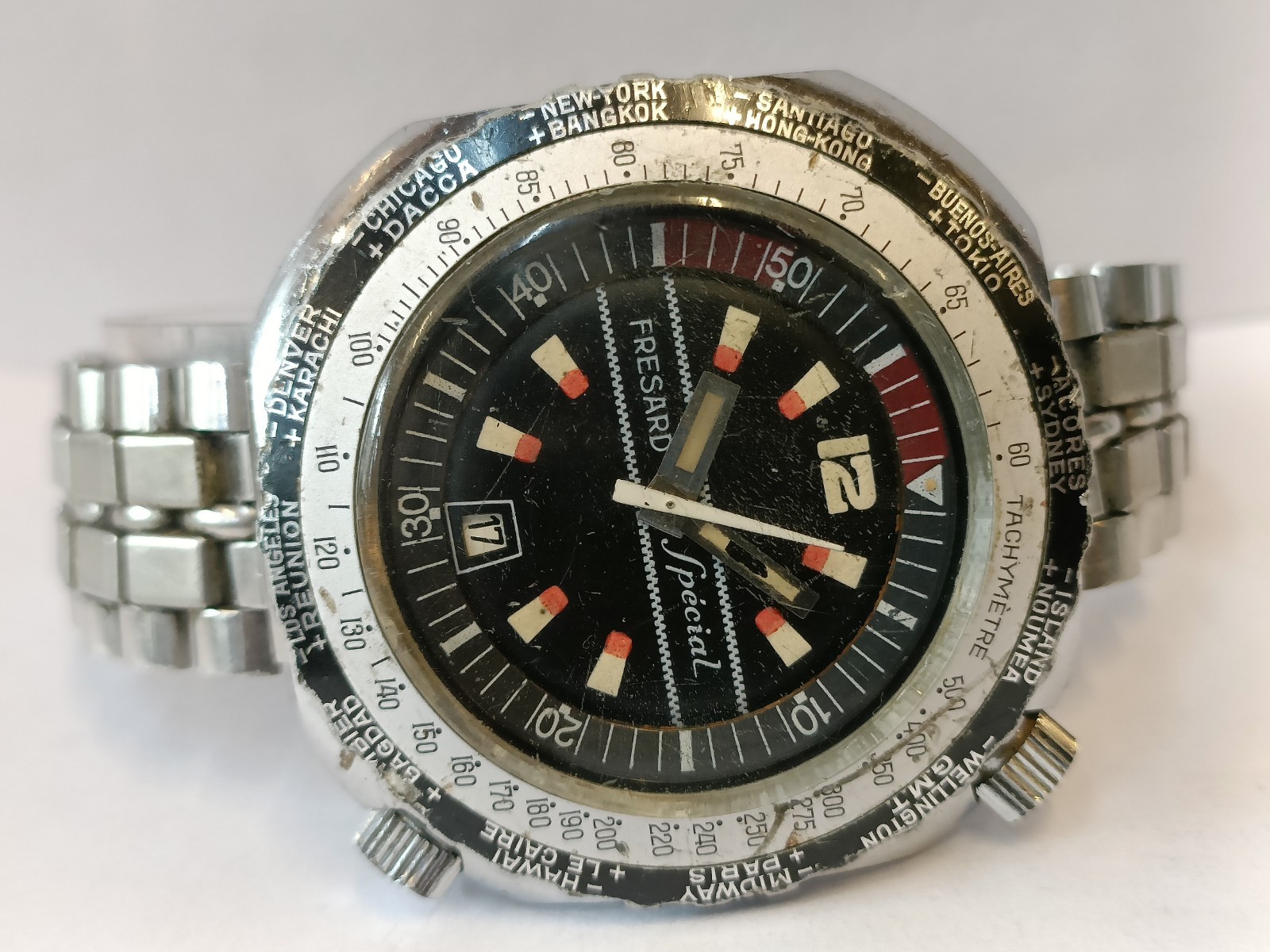 FRESARD SPECIAL 17J WINDING PATINA BLACK DIAL MEN’S WORKING CONDITION