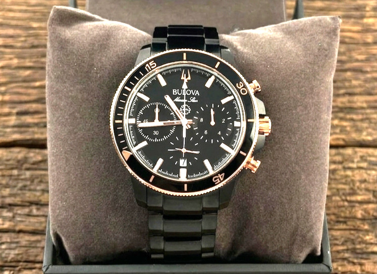 Bulova Marine Star Series C Black Dial Men New 98B302 Chronograph Watch 45MM