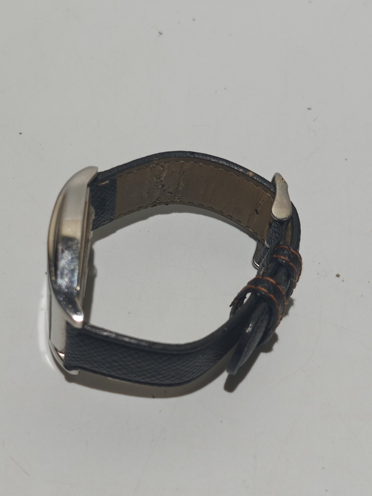 Vintage Panama Jack Ocean Side Mens Wrist Watch Silver Bronze Dial Leather Nice