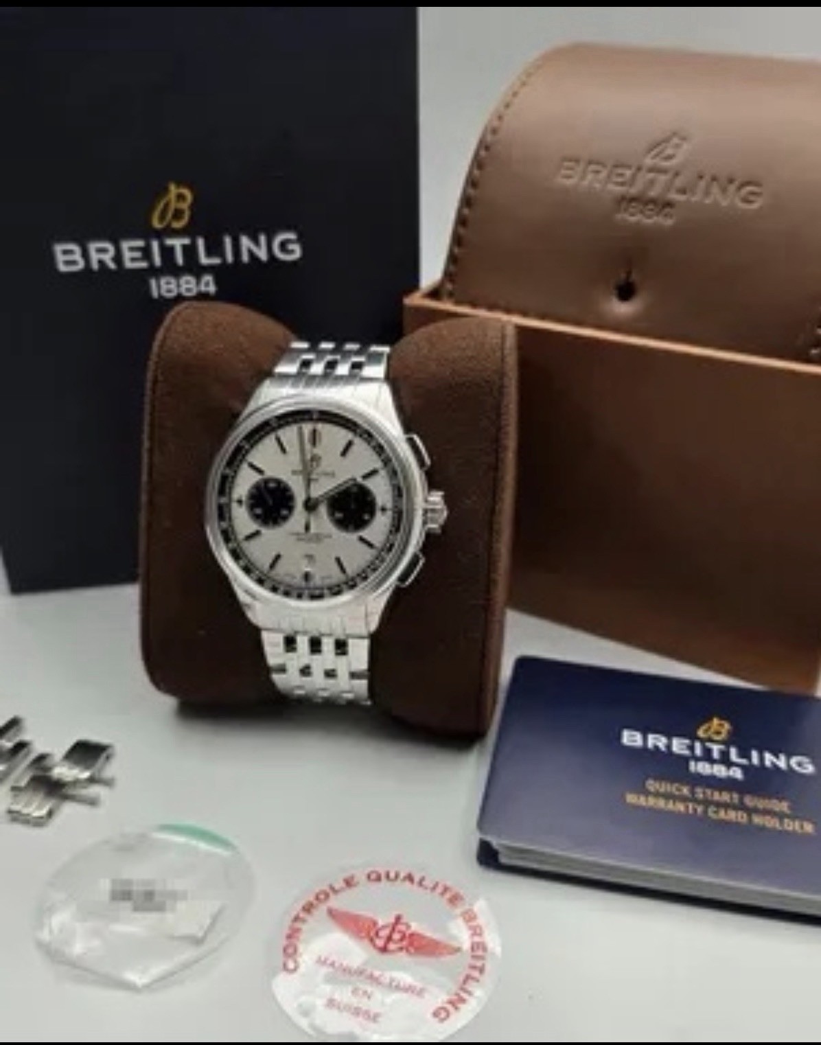 Breitling Premier Chronograph 42MM Silver Dial Steel Bracelet AB0118221G1A1
