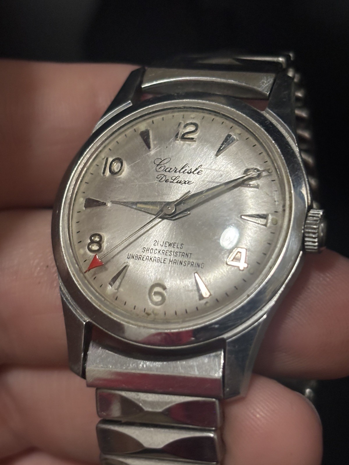 Vintage Carlisle De-Luxe Mechanical 21 Jewel Manual Wind Men’s Watch Runs