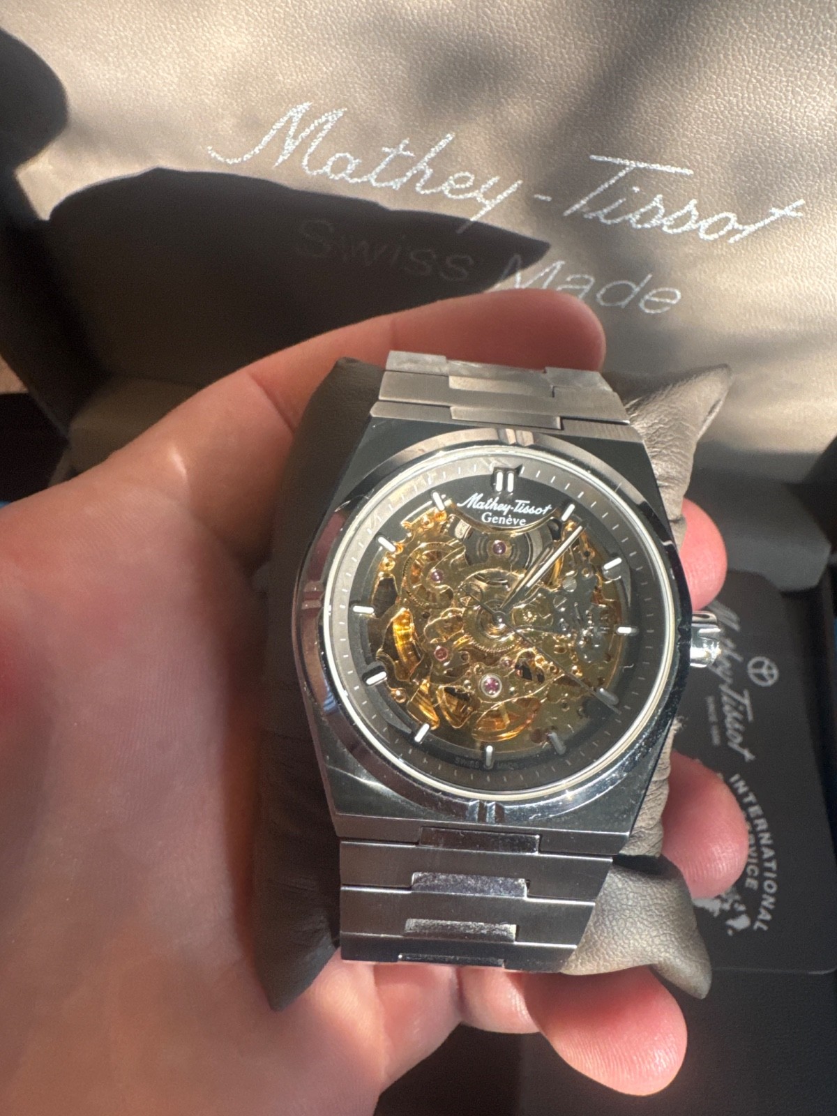 Mathey tissot skeleton watch automatic with card original bog and hangtag