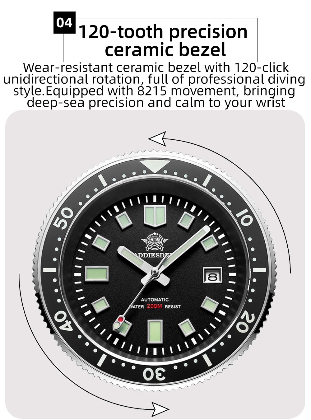 ADDIESDIVE Automatic Diver Watch Men Turtle Captain Willard Citizen Miyota Black